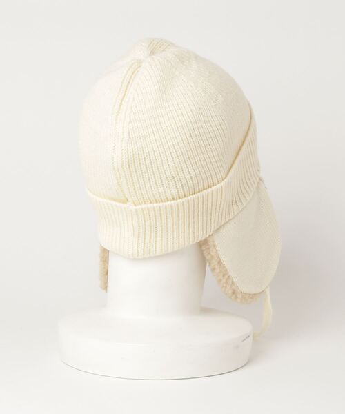 AVIREX（アヴィレックス）の「BOA BEANIE CAP/ ボアビーニーキャップ（ニットキャップ/ビーニー・レディース・ホワイト系2/ブラック・F）」の5枚目の写真