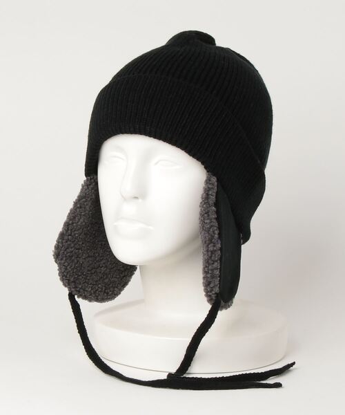 AVIREX（アヴィレックス）の「BOA BEANIE CAP/ ボアビーニーキャップ（ニットキャップ/ビーニー・レディース・ホワイト系2/ブラック・F）」の2枚目の写真