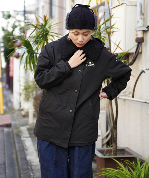 AVIREX（アヴィレックス）の「BOA BEANIE CAP/ ボアビーニーキャップ（ニットキャップ/ビーニー・レディース・ホワイト系2/ブラック・F）」の10枚目の写真