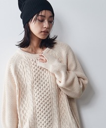 ＜大きいサイズ＞2WAYアラン柄ニットプルオーバー シックスタイル