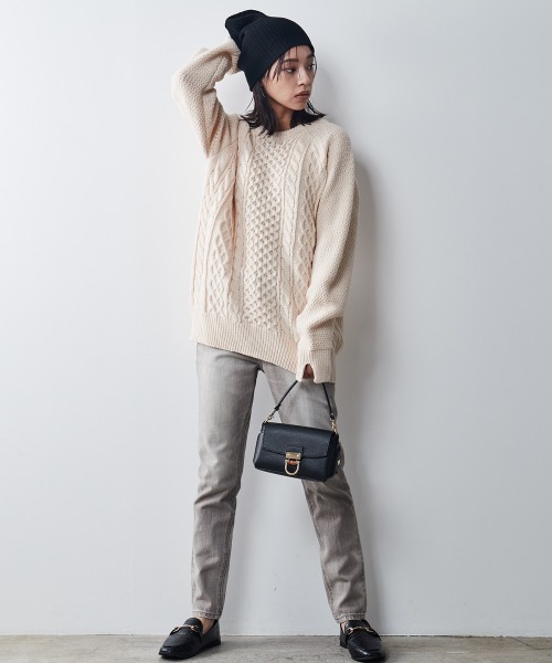CHIC STYLE(シックスタイル)の「<大きいサイズ>2WAYアラン柄ニットプルオーバー シックスタイル(ニット/セーター・レディース・ネイビー/アイボリー・5L/3L/L/4L/8L/6L/LL)」の15枚目の写真