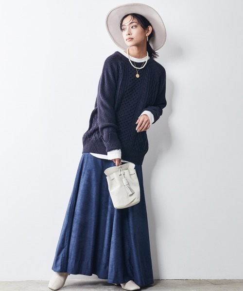 CHIC STYLE(シックスタイル)の「<大きいサイズ>2WAYアラン柄ニットプルオーバー シックスタイル(ニット/セーター・レディース・ネイビー/アイボリー・5L/3L/L/4L/8L/6L/LL)」の18枚目の写真