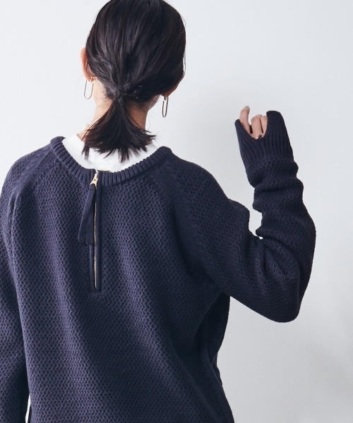 CHIC STYLE(シックスタイル)の「<大きいサイズ>2WAYアラン柄ニットプルオーバー シックスタイル(ニット/セーター・レディース・ネイビー/アイボリー・5L/3L/L/4L/8L/6L/LL)」の8枚目の写真