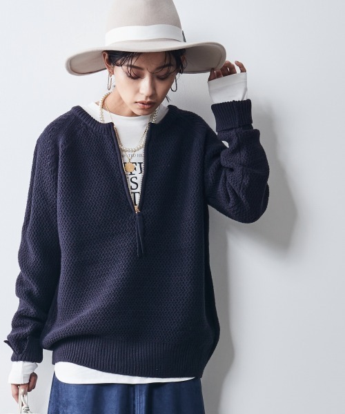 CHIC STYLE(シックスタイル)の「<大きいサイズ>2WAYアラン柄ニットプルオーバー シックスタイル(ニット/セーター・レディース・ネイビー/アイボリー・5L/3L/L/4L/8L/6L/LL)」の5枚目の写真