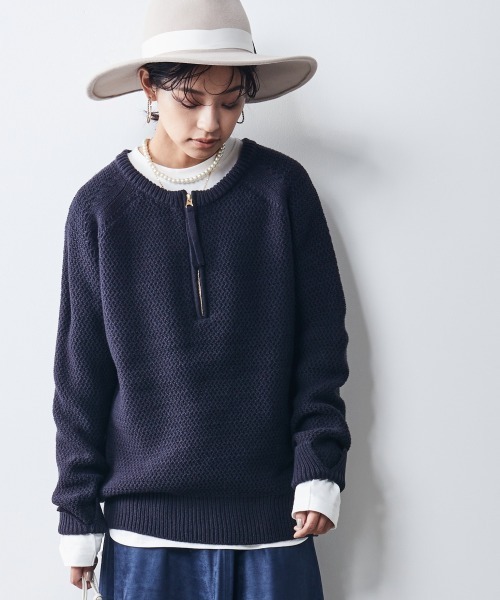CHIC STYLE(シックスタイル)の「<大きいサイズ>2WAYアラン柄ニットプルオーバー シックスタイル(ニット/セーター・レディース・ネイビー/アイボリー・5L/3L/L/4L/8L/6L/LL)」の6枚目の写真