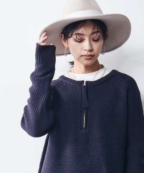 CHIC STYLE(シックスタイル)の「<大きいサイズ>2WAYアラン柄ニットプルオーバー シックスタイル(ニット/セーター・レディース・ネイビー/アイボリー・5L/3L/L/4L/8L/6L/LL)」の4枚目の写真