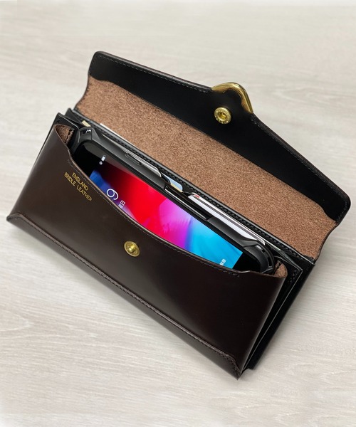 Cramp クランプ UKブライドルレザー フロント金具 ロングウォレット スマホ収納 財布