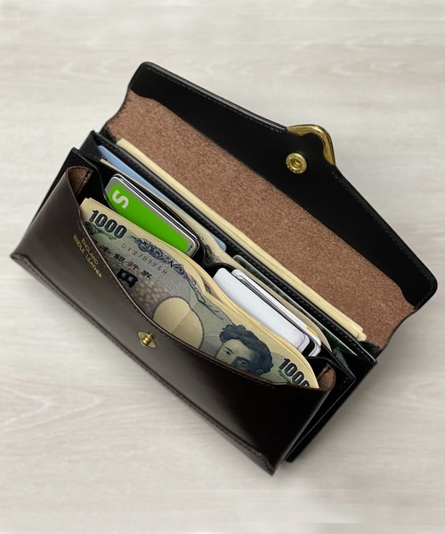 Cramp クランプ UKブライドルレザー フロント金具 ロングウォレット スマホ収納 財布