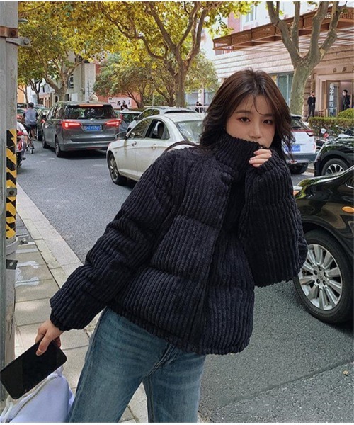 おしゃれスタ（オシャレスタ）の「フェミニンかわいいコーデュロイ中綿ジャケット（ダウンジャケット/コート・レディース・ピンク/ホワイト/ブラック/ブルー/ブラウン/イエロー・S/M/L）」の3枚目の写真