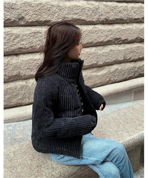 おしゃれスタ（オシャレスタ）の「フェミニンかわいいコーデュロイ中綿ジャケット（ダウンジャケット/コート・レディース・ピンク/ホワイト/ブラック/ブルー/ブラウン/イエロー・S/M/L）」の16枚目の写真