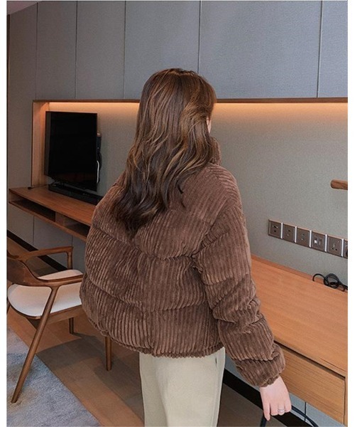 おしゃれスタ（オシャレスタ）の「フェミニンかわいいコーデュロイ中綿ジャケット（ダウンジャケット/コート・レディース・ピンク/ホワイト/ブラック/ブルー/ブラウン/イエロー・S/M/L）」の22枚目の写真