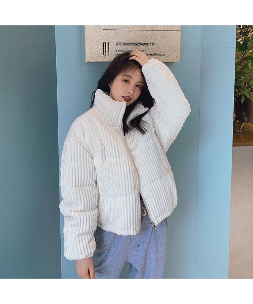 おしゃれスタ（オシャレスタ）の「フェミニンかわいいコーデュロイ中綿ジャケット（ダウンジャケット/コート・レディース・ピンク/ホワイト/ブラック/ブルー/ブラウン/イエロー・S/M/L）」の14枚目の写真