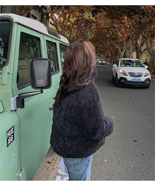 おしゃれスタ（オシャレスタ）の「フェミニンかわいいコーデュロイ中綿ジャケット（ダウンジャケット/コート・レディース・ピンク/ホワイト/ブラック/ブルー/ブラウン/イエロー・S/M/L）」の15枚目の写真