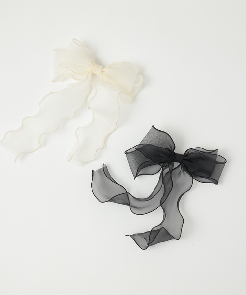 one after another NICE CLAUP(ワンアフターアナザーナイスクラップ)の「シフォンリボンバレッタ(バレッタ/ヘアクリップ・レディース・ブラック/オフホワイト・FREE)」の12枚目の写真