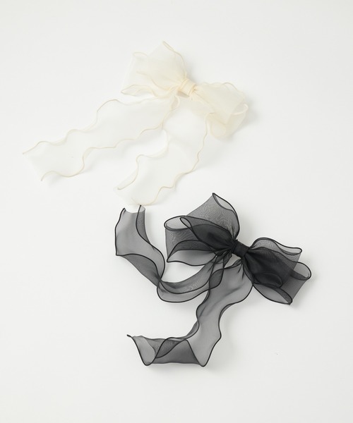 one after another NICE CLAUP(ワンアフターアナザーナイスクラップ)の「シフォンリボンバレッタ(バレッタ/ヘアクリップ・レディース・ブラック/オフホワイト・FREE)」の13枚目の写真