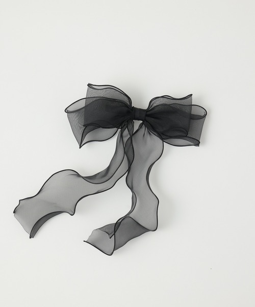 one after another NICE CLAUP(ワンアフターアナザーナイスクラップ)の「シフォンリボンバレッタ(バレッタ/ヘアクリップ・レディース・ブラック/オフホワイト・FREE)」の8枚目の写真