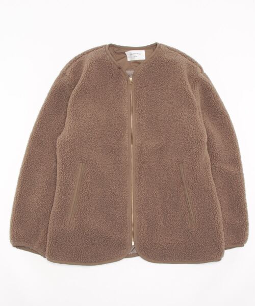 Samansa Mos2 blue（サマンサモスモスブルー）の「ボアジャケット（ノーカラージャケット・レディース・ブラック/ベージュ/ブラウン・ﾌﾘ-）」の2枚目の写真