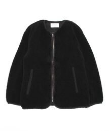 Samansa Mos2 blue | ボアジャケット(ノーカラージャケット)