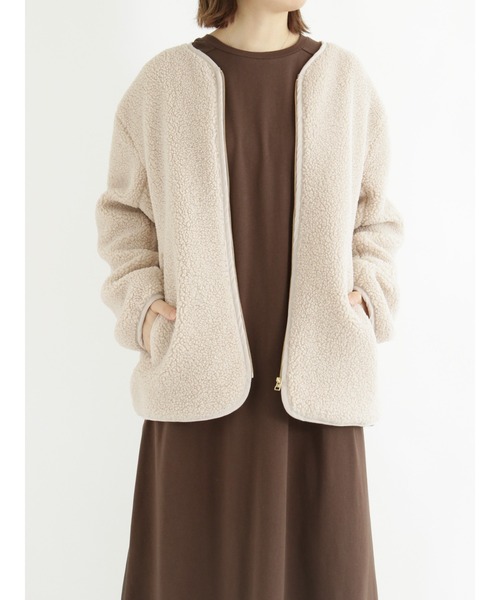 Samansa Mos2 blue（サマンサモスモスブルー）の「ボアジャケット（ノーカラージャケット・レディース・ブラック/ベージュ/ブラウン・ﾌﾘ-）」の14枚目の写真