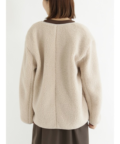 Samansa Mos2 blue（サマンサモスモスブルー）の「ボアジャケット（ノーカラージャケット・レディース・ブラック/ベージュ/ブラウン・ﾌﾘ-）」の10枚目の写真