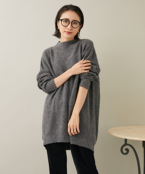KATHARINE ROSS(キャサリンロス)の「【KATHARINE ROSS】ヤク混ニットチュニック(チュニック・レディース・チャコールグレー/ホワイト/ラベンダー・MEDIUM)」の1枚目の写真