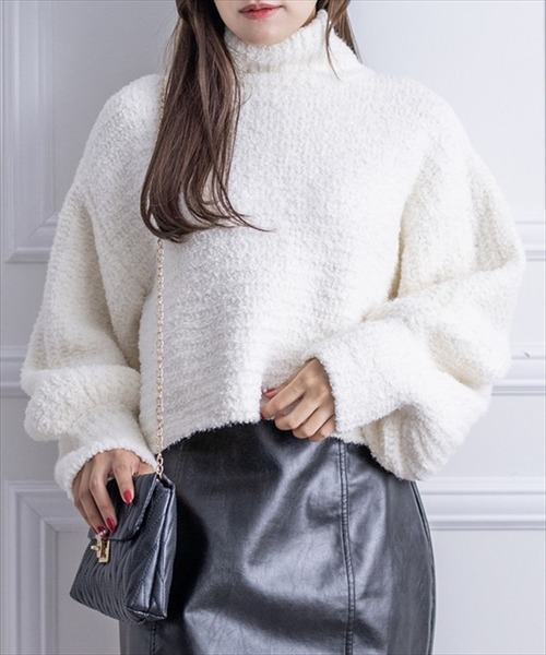 clear（クリア）の「はんぺんモールハイネックニットトップス（ニット/セーター・レディース・アイボリー/イエロー/ブルー/ピンク・F）」の2枚目の写真