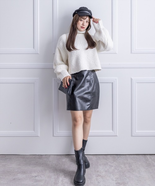 clear（クリア）の「はんぺんモールハイネックニットトップス（ニット/セーター・レディース・アイボリー/イエロー/ブルー/ピンク・F）」の13枚目の写真