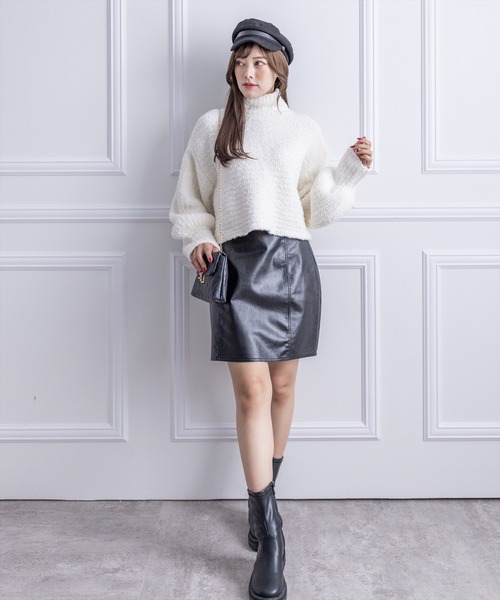 clear（クリア）の「はんぺんモールハイネックニットトップス（ニット/セーター・レディース・アイボリー/イエロー/ブルー/ピンク・F）」の14枚目の写真