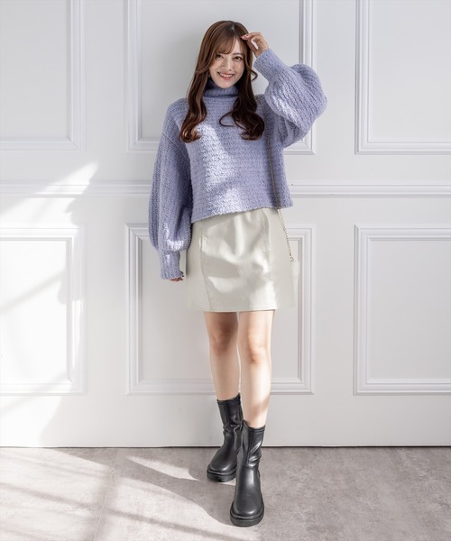 clear（クリア）の「はんぺんモールハイネックニットトップス（ニット/セーター・レディース・アイボリー/イエロー/ブルー/ピンク・F）」の18枚目の写真