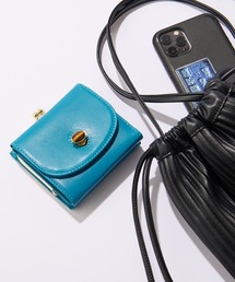 ジェムストーン 牛革 三つ折り財布