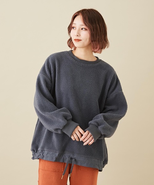 CUBE SUGAR(キューブシュガー)の「無地ボア裾切替ドロストプルオーバー(その他トップス・レディース・ピンク/アイボリー/チャコールグレー・M)」の1枚目の写真