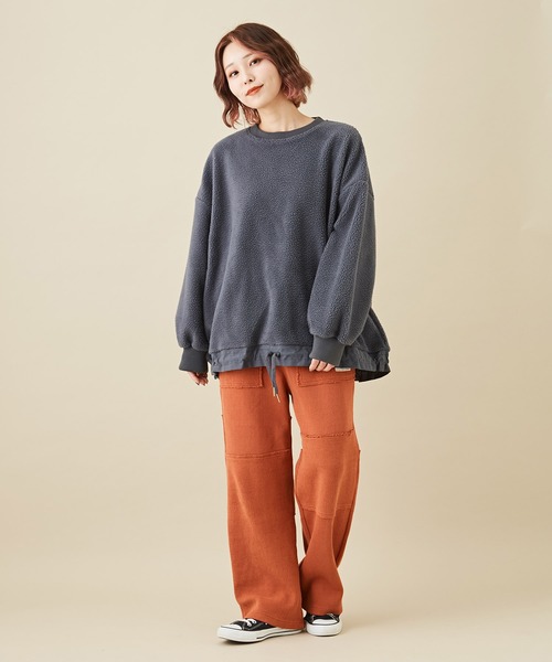 CUBE SUGAR(キューブシュガー)の「無地ボア裾切替ドロストプルオーバー(その他トップス・レディース・ピンク/アイボリー/チャコールグレー・M)」の8枚目の写真