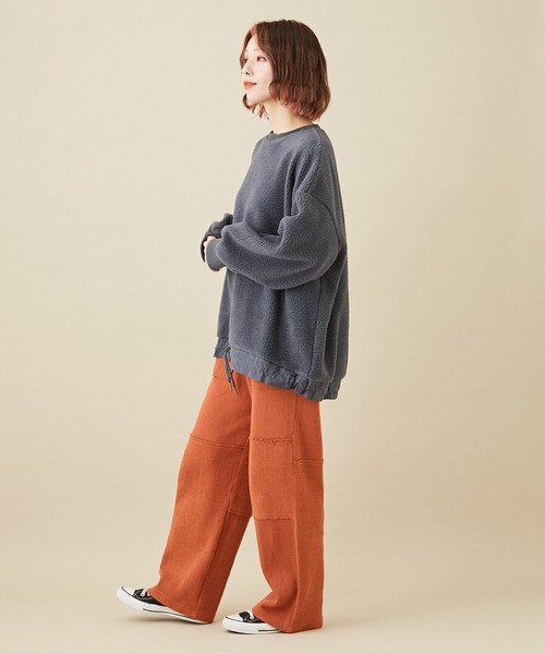 CUBE SUGAR(キューブシュガー)の「無地ボア裾切替ドロストプルオーバー(その他トップス・レディース・ピンク/アイボリー/チャコールグレー・M)」の9枚目の写真