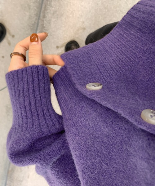 Amulet（アミュレット）の「Vネックフロントボタンカーディガン（カーディガン/ボレロ・レディース・パープル/ホワイト/グリーン/レッド・FREE）」の11枚目の写真