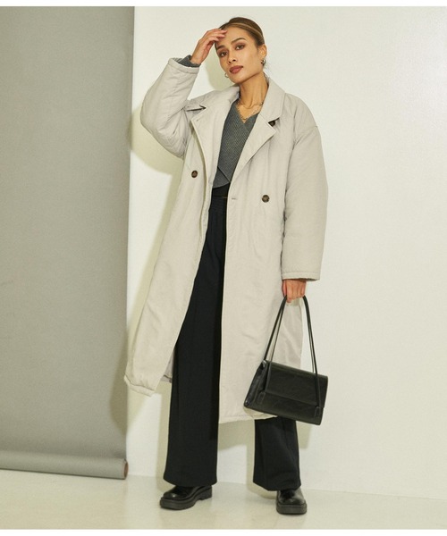 ANAP（アナップ）の「中綿アレンジカラーダブルコート（ダウンジャケット/コート・レディース・ベージュ/ライトグレー/ブラック・FREE）」の3枚目の写真