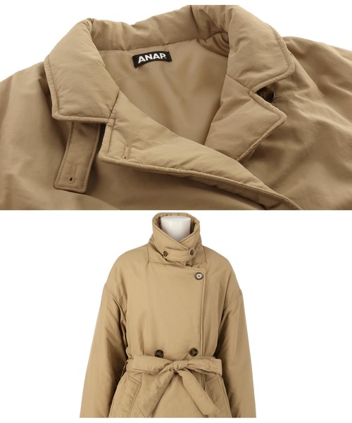 ANAP（アナップ）の「中綿アレンジカラーダブルコート（ダウンジャケット/コート・レディース・ベージュ/ライトグレー/ブラック・FREE）」の12枚目の写真