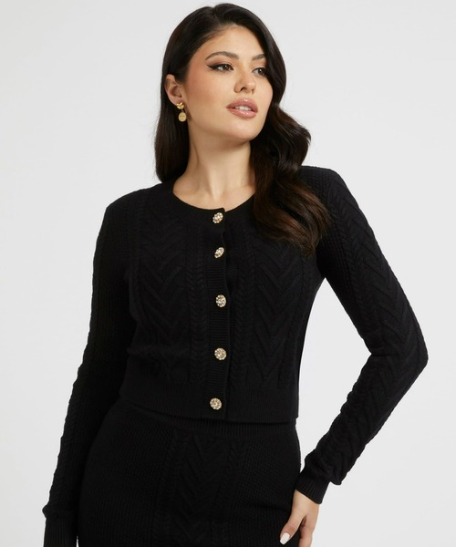 Guess（ゲス）の「Edith Cardigan（カーディガン/ボレロ・レディース・ブラック/クリーム・MEDIUM/X-SMALL/SMALL）」の2枚目の写真
