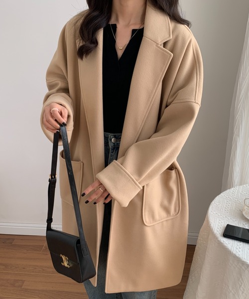 ECLIN（エクラン）の「オーバーサイズミドル丈チェスターコート（チェスターコート・レディース・グリーン/ブラウン/ベージュ/ブラック・FREE）」の15枚目の写真