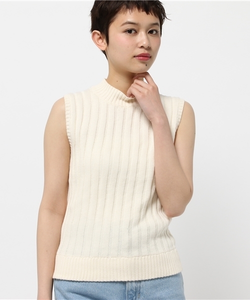 Chico（チコ）の「ハイネックRIBノースリニット（ニット/セーター・レディース・ホワイト/クリーム/ライトブルー・FREE）」の3枚目の写真