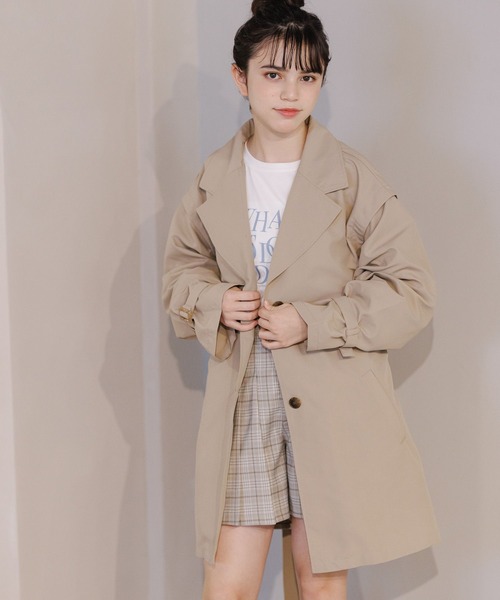 GLOBAL WORK（グローバルワーク）の「2WAY撥水トレンチ/162742（トレンチコート・キッズ・アイボリー/ベージュ・150cm/160cm）」の9枚目の写真