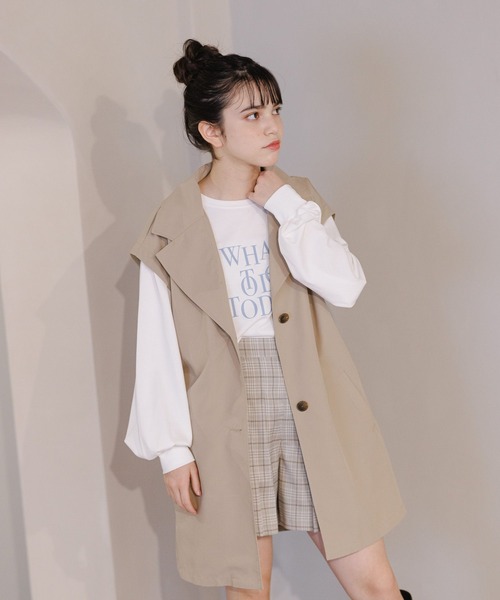 GLOBAL WORK（グローバルワーク）の「2WAY撥水トレンチ/162742（トレンチコート・キッズ・アイボリー/ベージュ・150cm/160cm）」の22枚目の写真