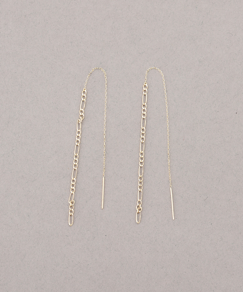 フィガロチェーンロングアメリカンピアス K10（両耳）（ピアス（両耳用