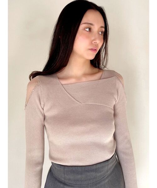 RESEXXY（リゼクシー）の「レースドッキングリブニットトップス（ニット/セーター・レディース・ホワイト/ベージュ/ブラック・FREE）」の16枚目の写真