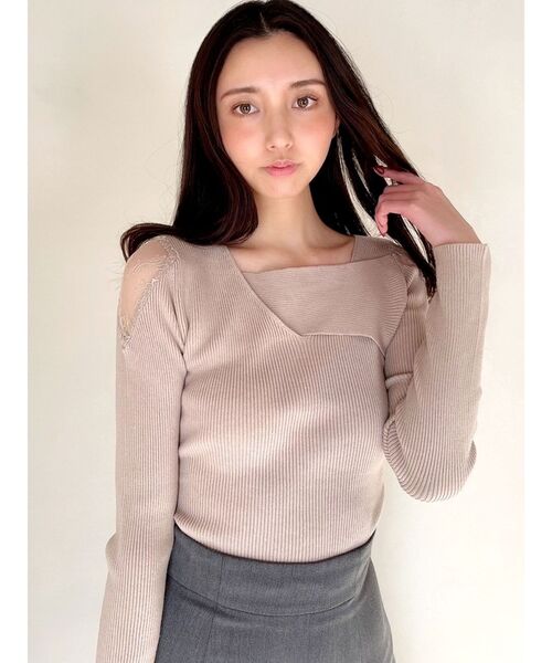 RESEXXY（リゼクシー）の「レースドッキングリブニットトップス（ニット/セーター・レディース・ホワイト/ベージュ/ブラック・FREE）」の17枚目の写真