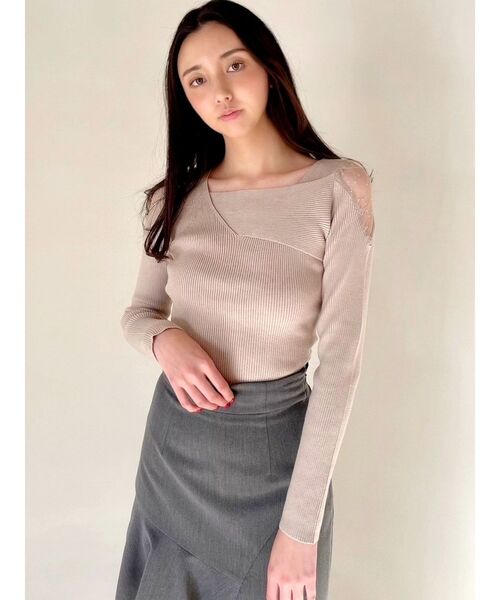 RESEXXY（リゼクシー）の「レースドッキングリブニットトップス（ニット/セーター・レディース・ホワイト/ベージュ/ブラック・FREE）」の18枚目の写真