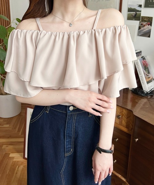 moment+（モーメントプラス）の「2WAYオフショル半袖フリル