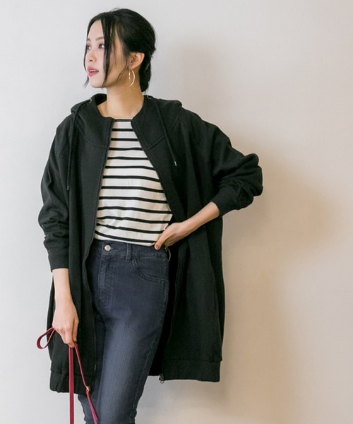 atONE（アットワン）の「atONE 裏起毛ビッグシルエットフルジップパーカー（パーカー・レディース・ライトカーキ/杢グレー/ブラック/ライトベージュ・M-L/LL～3L/4L～5L）」の2枚目の写真