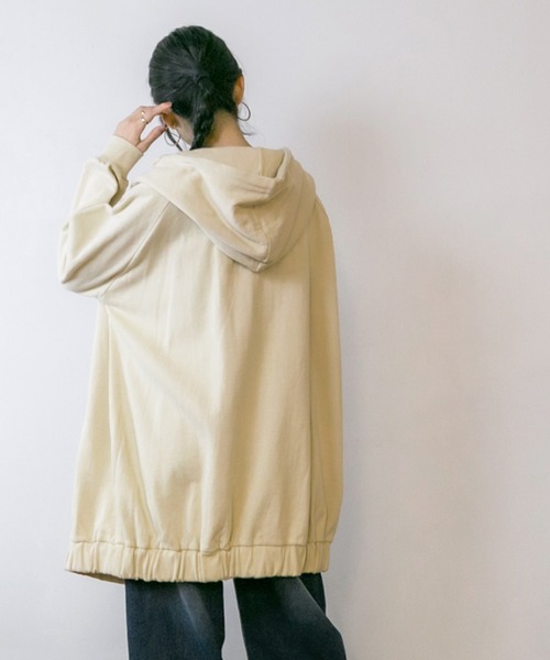 パーカー atONE 裏起毛ビッグシルエットフルジップパーカー レディース atONE パーカー 裏起毛ビッグシルエットフルジップパーカー