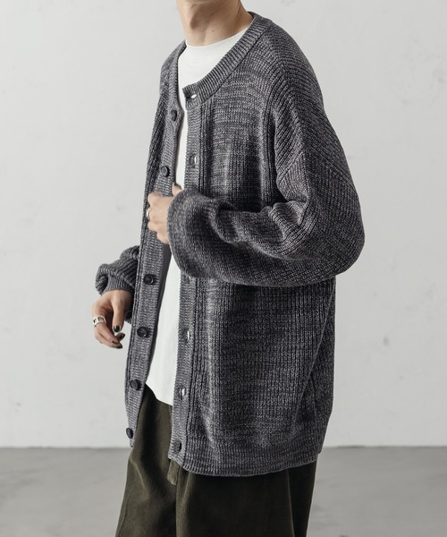 epnok(エプノック)の「CrewNeck Melange Cardigan/クルーネックメランジカーディガン(カーディガン/ボレロ・メンズ・グレー/イエロー・MEDIUM/LARGE)」の3枚目の写真