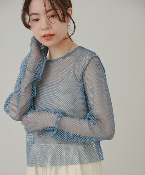 Kastane（カスタネ）の「メッシュ2WAYプルオーバー（Tシャツ/カットソー・レディース・ブルー/アイボリー/イエロー・FREE）」の9枚目の写真